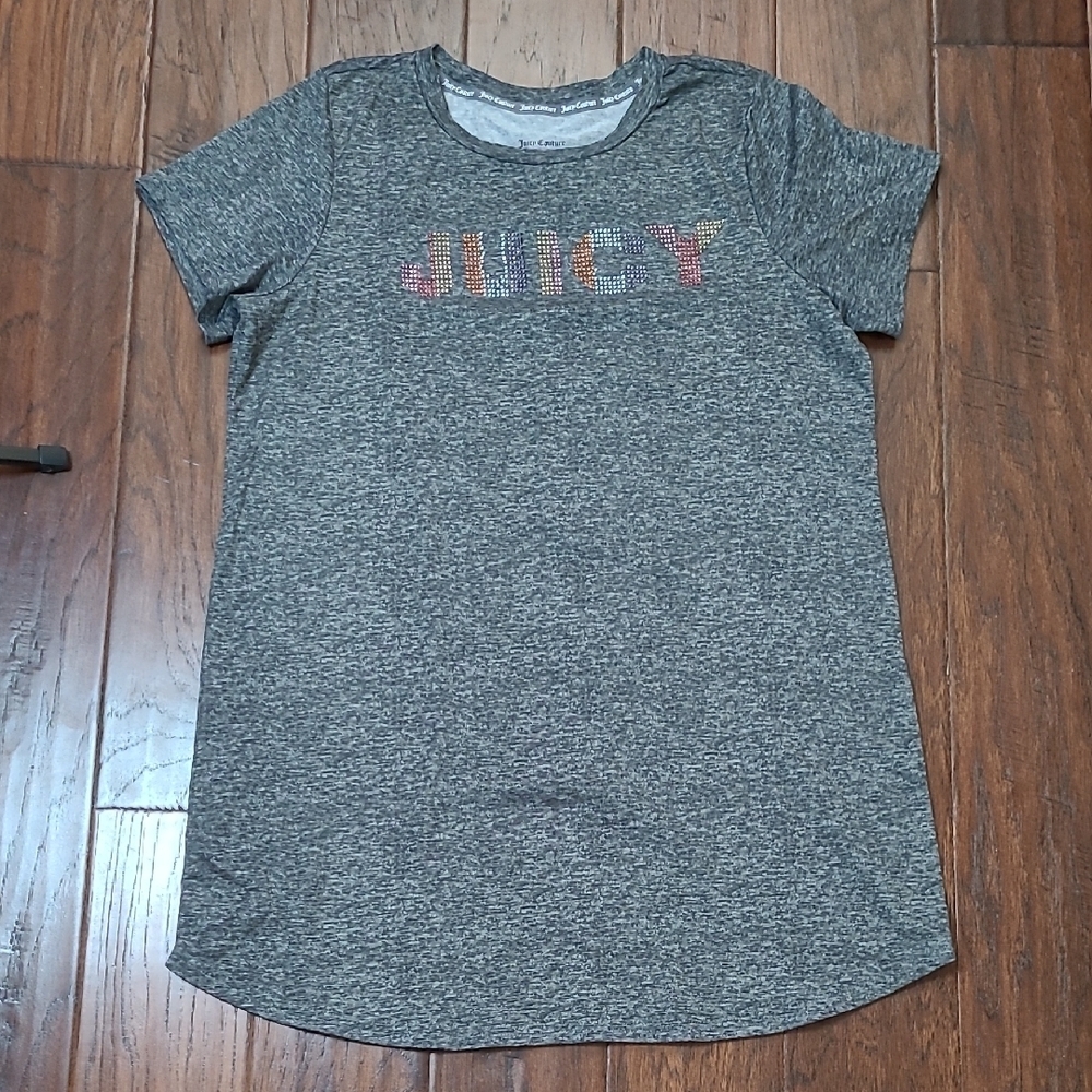 Juicy Couture Grey Sleep Shirt with Multicolor Rhinestone Logo size Large